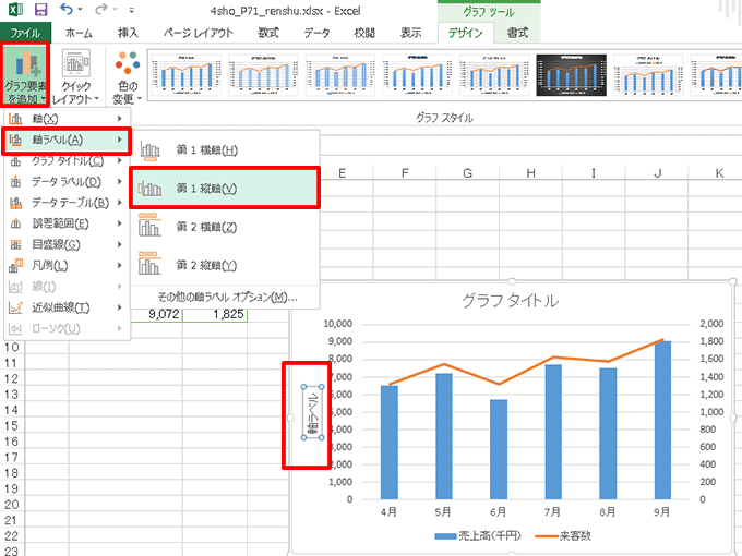 Excel基本編〜基本のグラフを作成する〜2本の縦軸にラベルを追加する