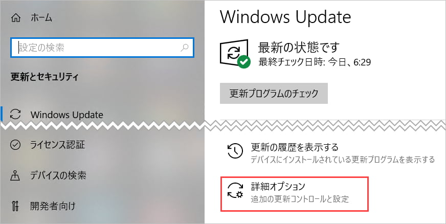 Windows Update 詳細オプション