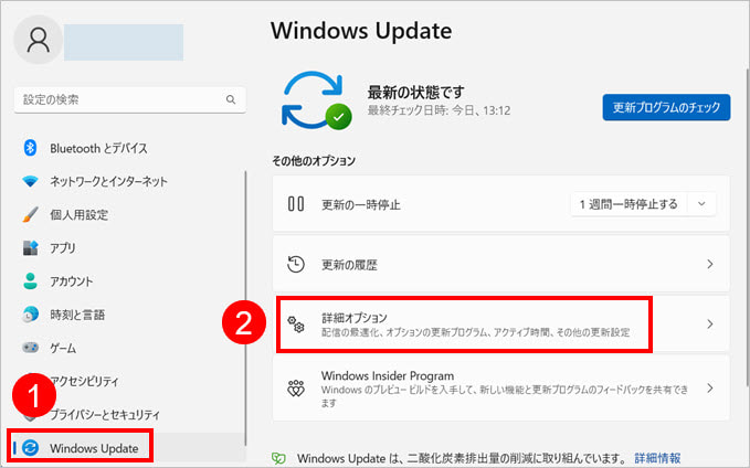 Windows11 Windows Update 詳細オプション